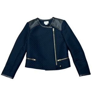 Club Monaco Lamb Skin Trimmed Black Quilted Jacket Women’s Sz 0